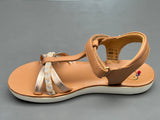 Sandalettes Shoo pom Goa Salomé nappa camel métal