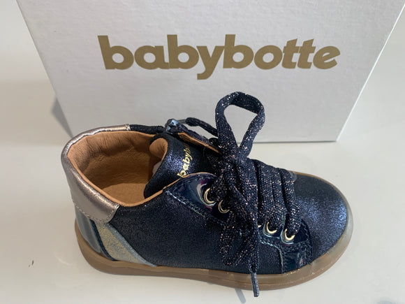 Bottines babybotte Amira bleu or