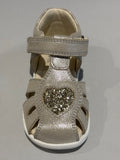 Sandalettes Geox B sandal B654WAC0262 platinum cœurs paillettes