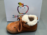 Bottines Shoo pom Bouba zip wool nappa fur camel off white