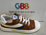 Chaussures basses GBB Batino cognac blanc jaune fluo