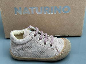 Bottines naturino cocoon zip suede met dots rose H24