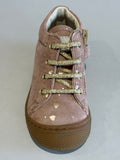 Bottines Naturino cocoon zip rose cœurs or