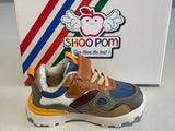 Baskets Shoo pom Joggy scratch Camel vert bleu jaune