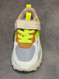 Baskets Shoo pom Joggy scratch gris jeans camel jaune