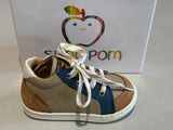 Bottines Shoo pom Bouba zip box mastic camel bleu