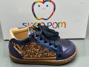 Bottines Shoo pom Bouba Connect glitter laminat navy