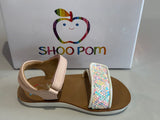 Sandalettes Shoo pom Goa easy irisé pink sequins