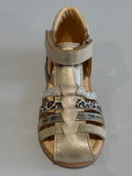 Sandalettes Bopy Régule beige doré paillette léopard
