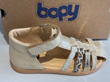 Sandalettes Bopy Régule beige doré paillette léopard