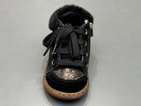 Bottines Shoo pom Bouba zip hair linen fur black