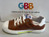 Chaussures basses GBB Batino cognac blanc jaune fluo
