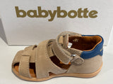 Sandalettes Babybotte géo scratch beige bleu