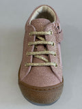 Bottines Naturino cocoon zip paillettes rose or