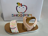 Sandalettes Shoo pom Goa easy irisé pink sequins