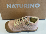 Bottines Naturino cocoon zip rose cœurs or