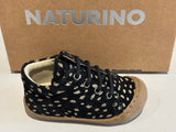 Bottines Naturino cocoon zip nubuck noir taches or