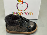 Bottines Shoo pom Bouba zip hair linen fur black