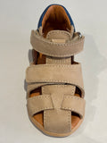 Sandalettes Babybotte géo scratch beige bleu