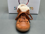 Bottines Shoo pom Bouba zip wool nappa fur camel off white