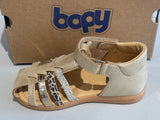 Sandalettes Bopy Régule beige doré paillette léopard