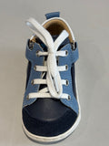 Bottines Shoo Pom bouba bi zip marine blanc bleu ciel