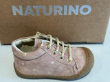 Bottines Naturino cocoon zip rose cœurs or