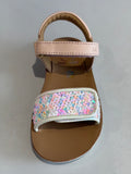 Sandalettes Shoo pom Goa easy irisé pink sequins