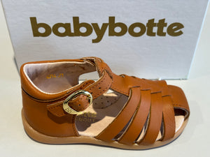 Sandalettes babybotte 4014B161 gaufrette texano cognac