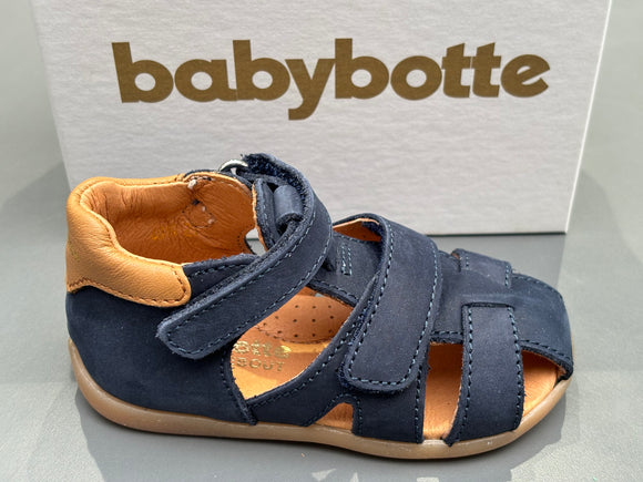 Sandalettes babybotte 4019B002 géo nabuk bleu