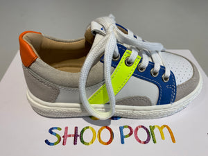 Chaussures basses Shoo pom will Lo lace nappa velours white blue jaune